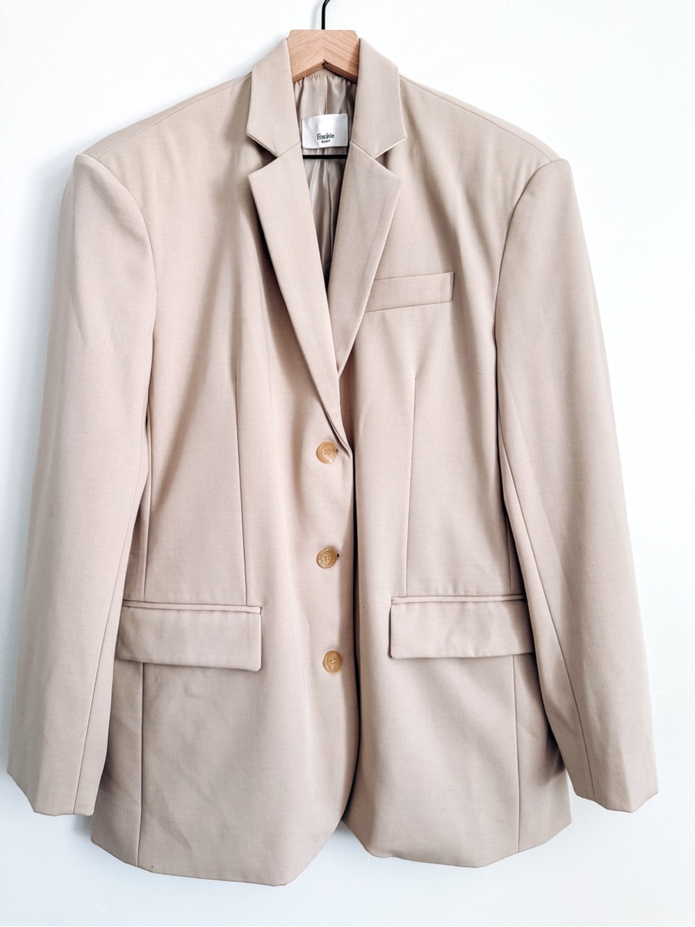 Frankie Shop Beige Tailored Blazer Jacket Size S
